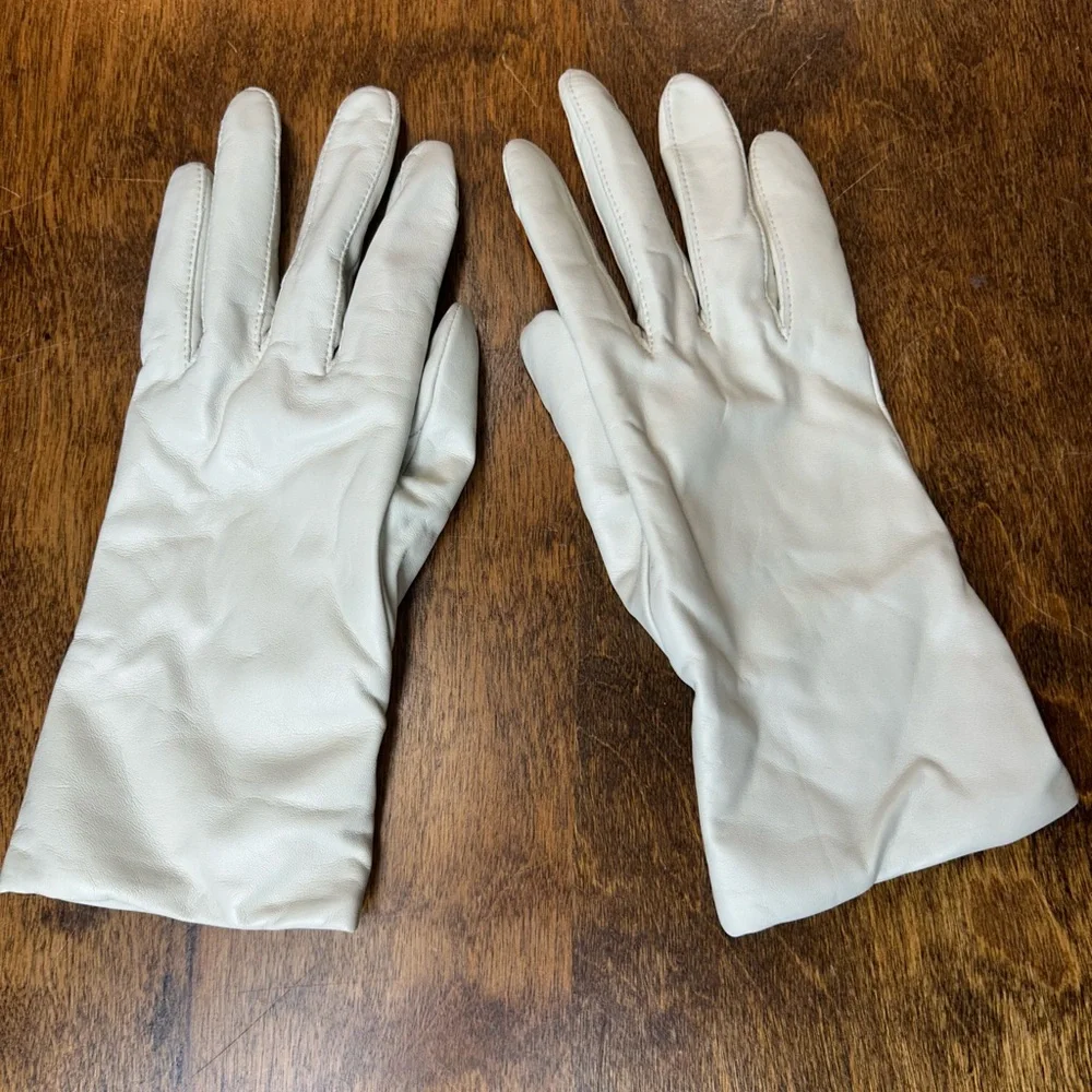 White Cashmere Leather Gloves